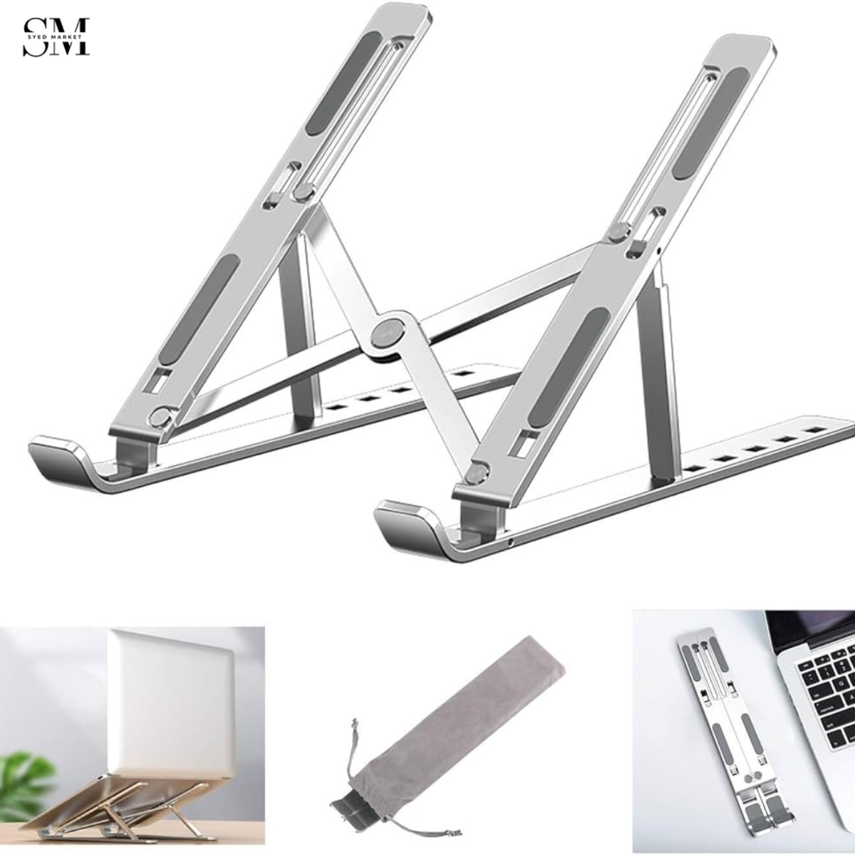 Luxury Adjustable Aluminum Laptop Stand – Foldable Ergonomic Desk Holder