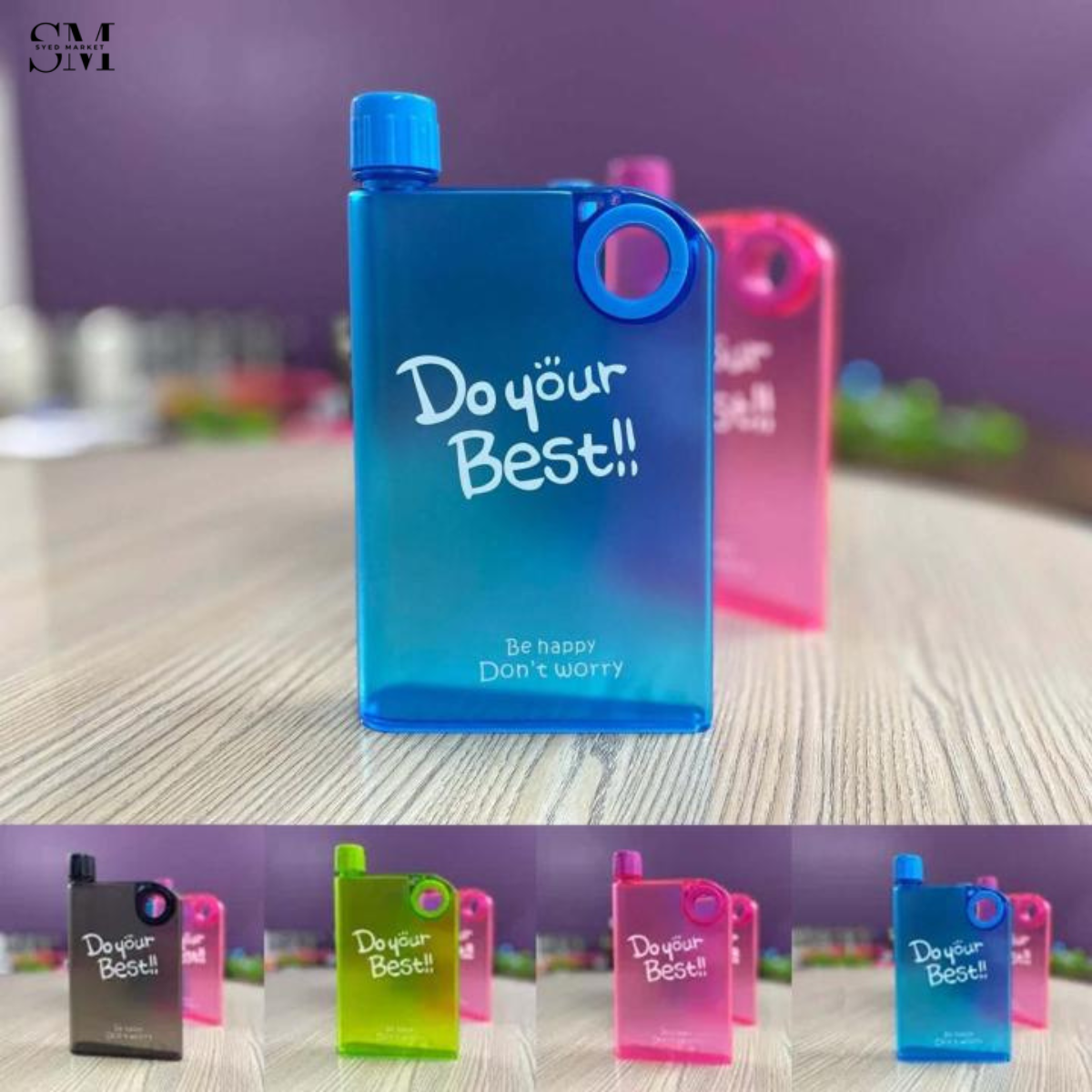 NOTEBOOK SHAPE WATER BOTTLE – SLIM PORTABLE LEAKPROOF FLAT DESIGN
