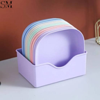 Colorful Kids Snack Plates Set – BPA-Free Plastic Food Serving Bowls with Organizer Stand