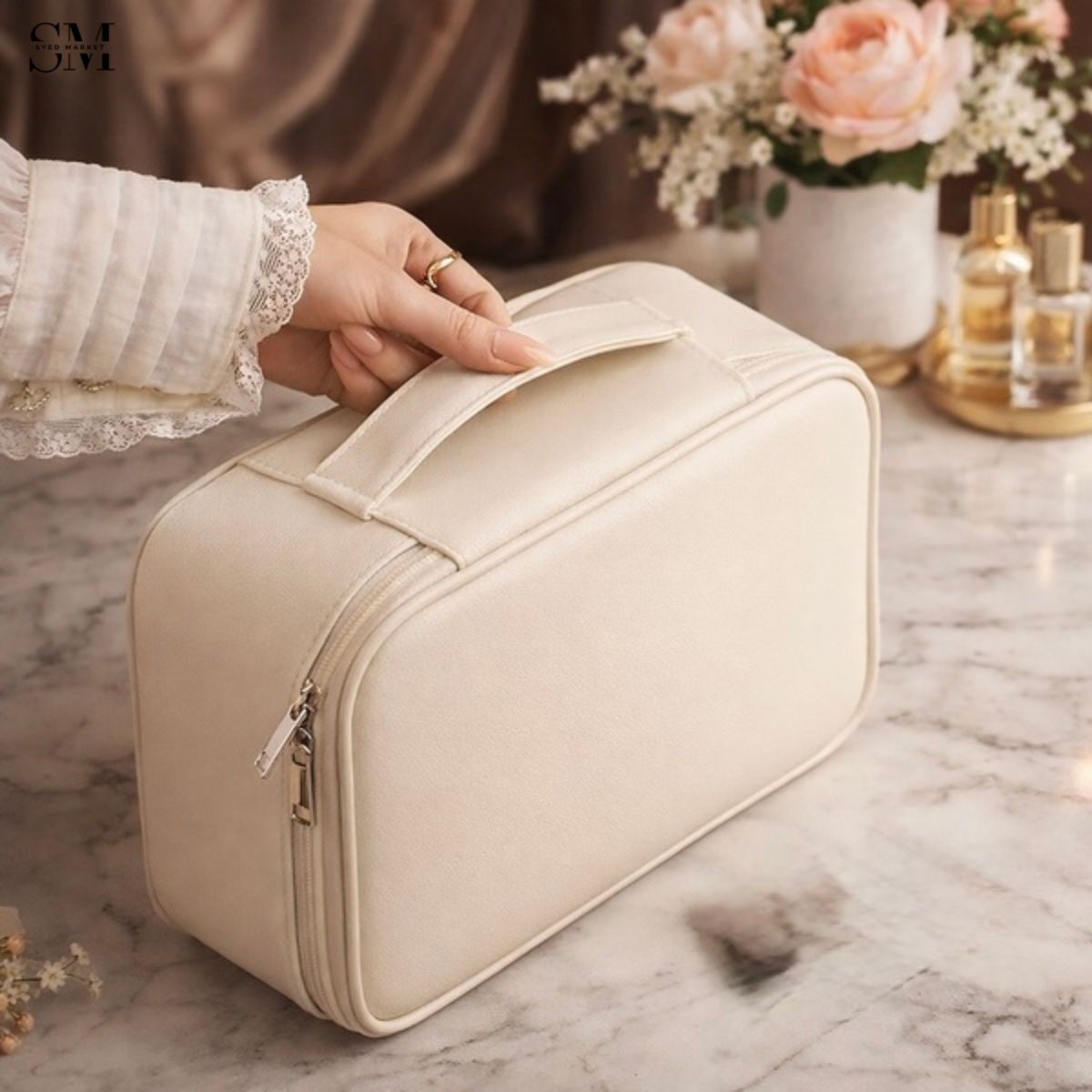 Luxury Travel Makeup Organizer Case – Premium Cosmetic Storage Bag for Skincare & Beauty Essentials