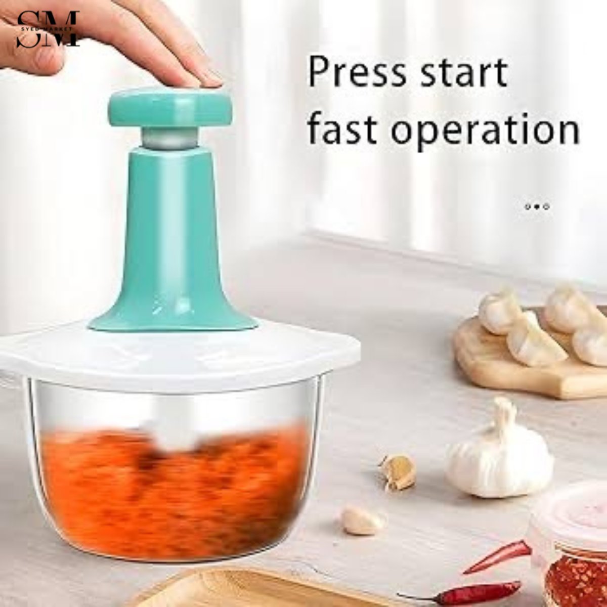 1.5L PLASTIC MANUAL CHOPPER LARGE CAPACITY HAND PULL FOOD CHOPPER
