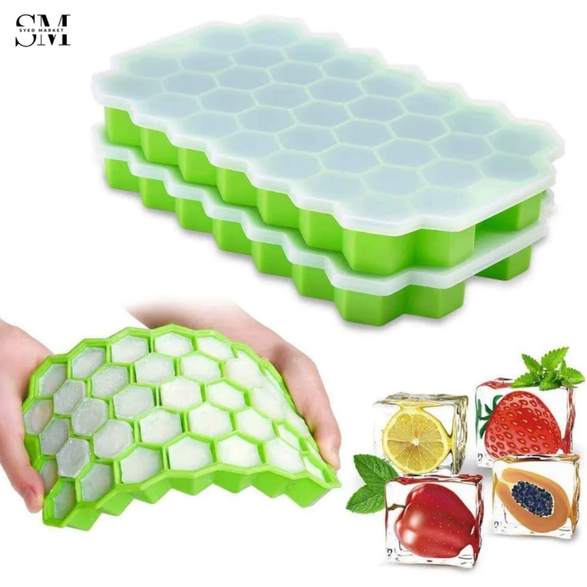 HONEYCOMB SILICONE ICE TRAY – EASY RELEASE ICE MOLD