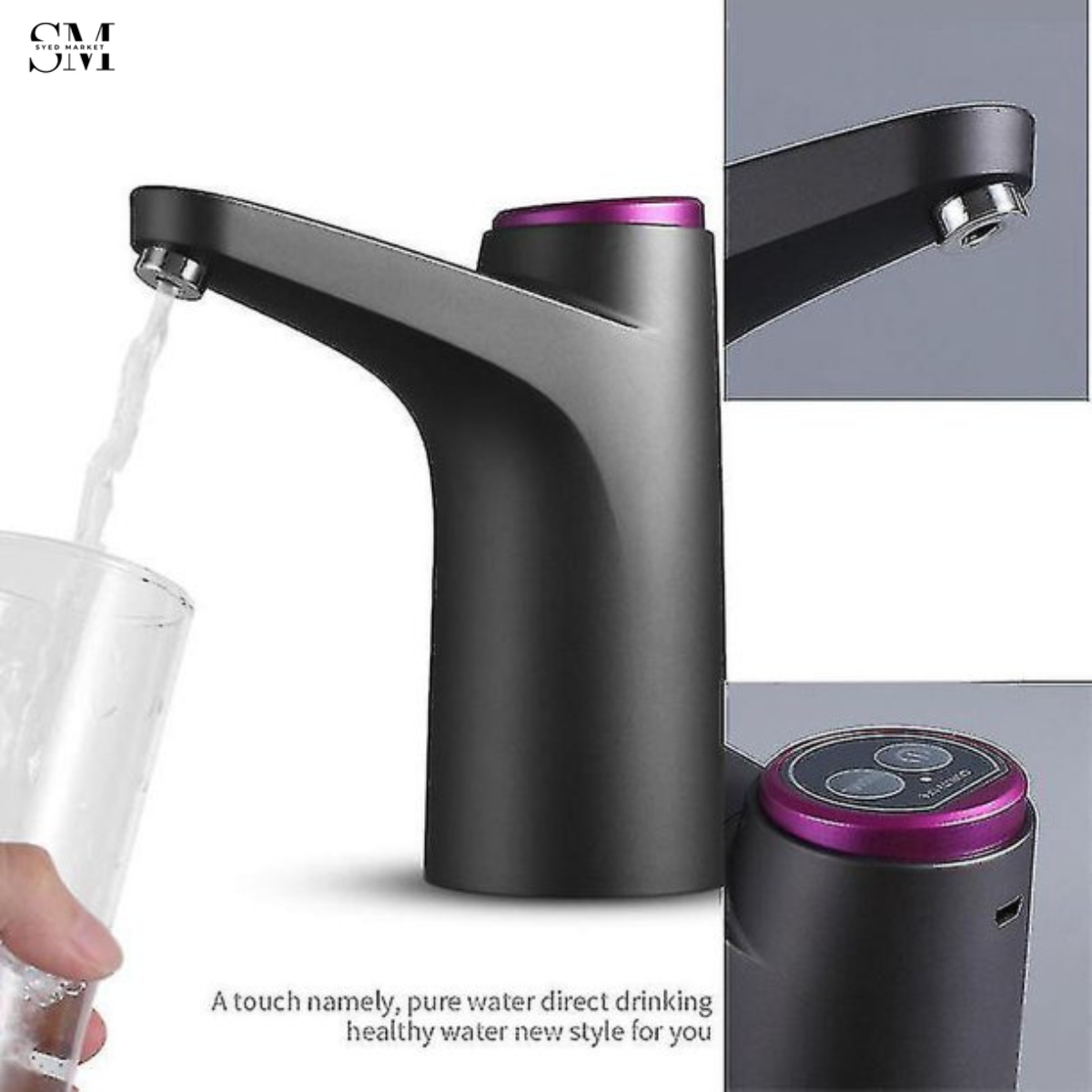AUTOMATIC ELECTRIC WATER DISPENSER PUMP FOR BOTTLES – RECHARGEABLE PORTABLE DRINKING WATER PUMP