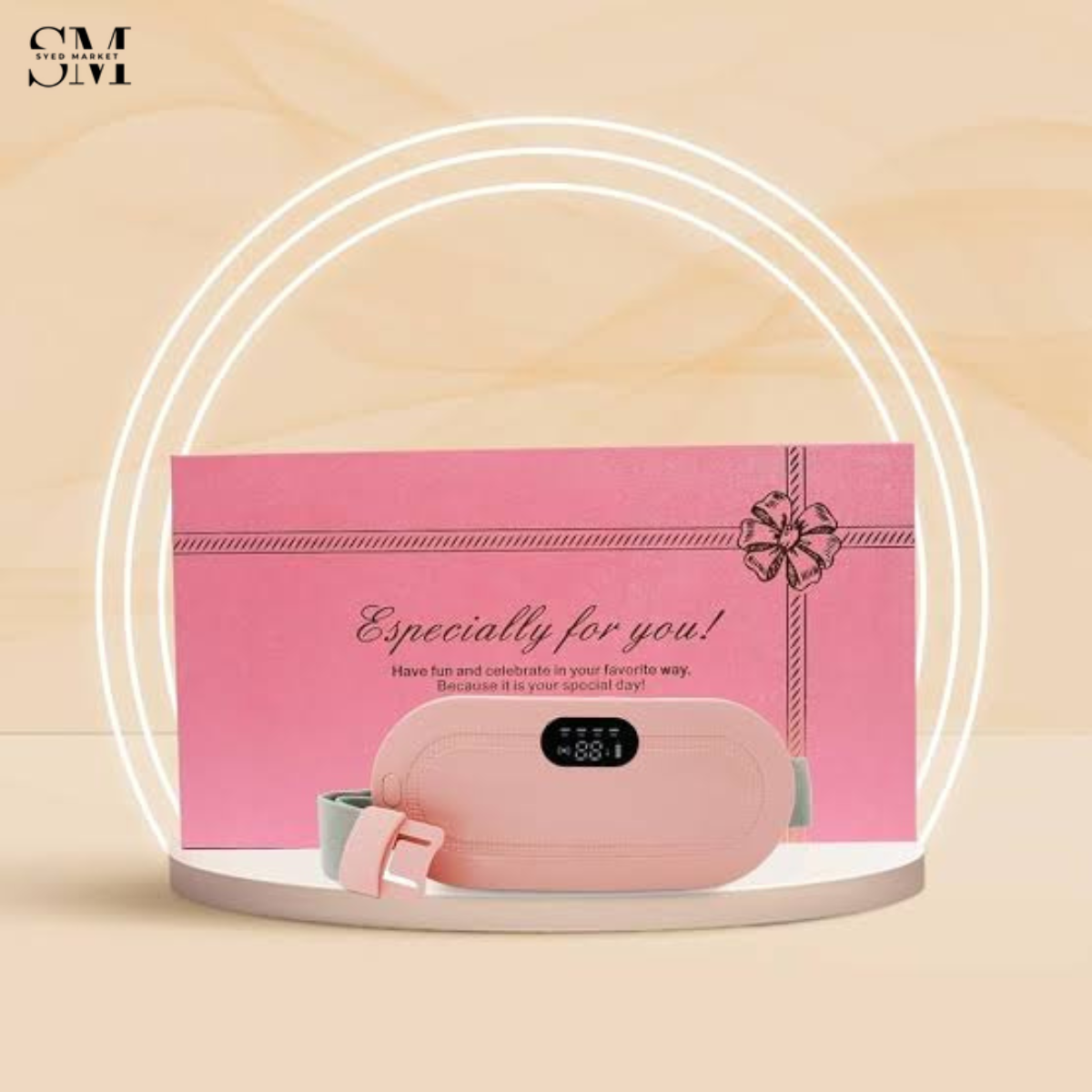 Smart Heating Belt with Digital Display – Portable Rechargeable Warm Therapy Waist Belt for Pain Relief