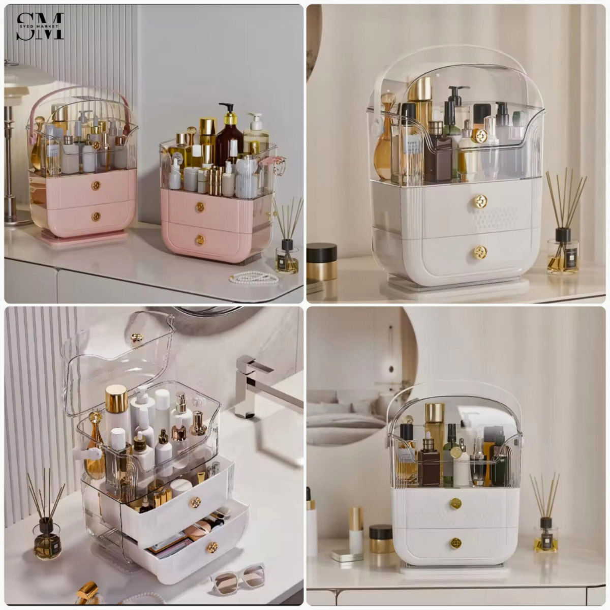 LARGE-CAPACITY MAKEUP STORAGE BOX MULTIFUNCTIONAL VANITY ORGANIZER FOR SKINCARE & JEWELRY