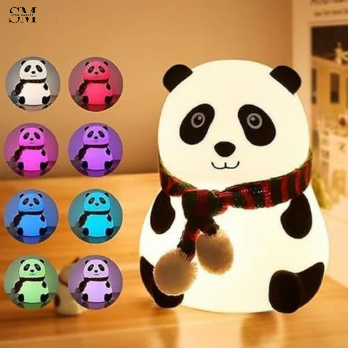 CUTE SILICONE LED NIGHT LIGHT USB RECHARGEABLE TOUCH CONTROL - MUFLER PANDA