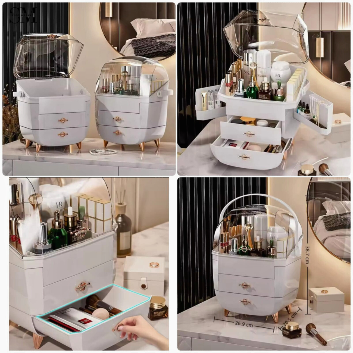 Luxury Dustproof Cosmetic Organizer Box with Drawers – Premium Vanity Makeup Storage