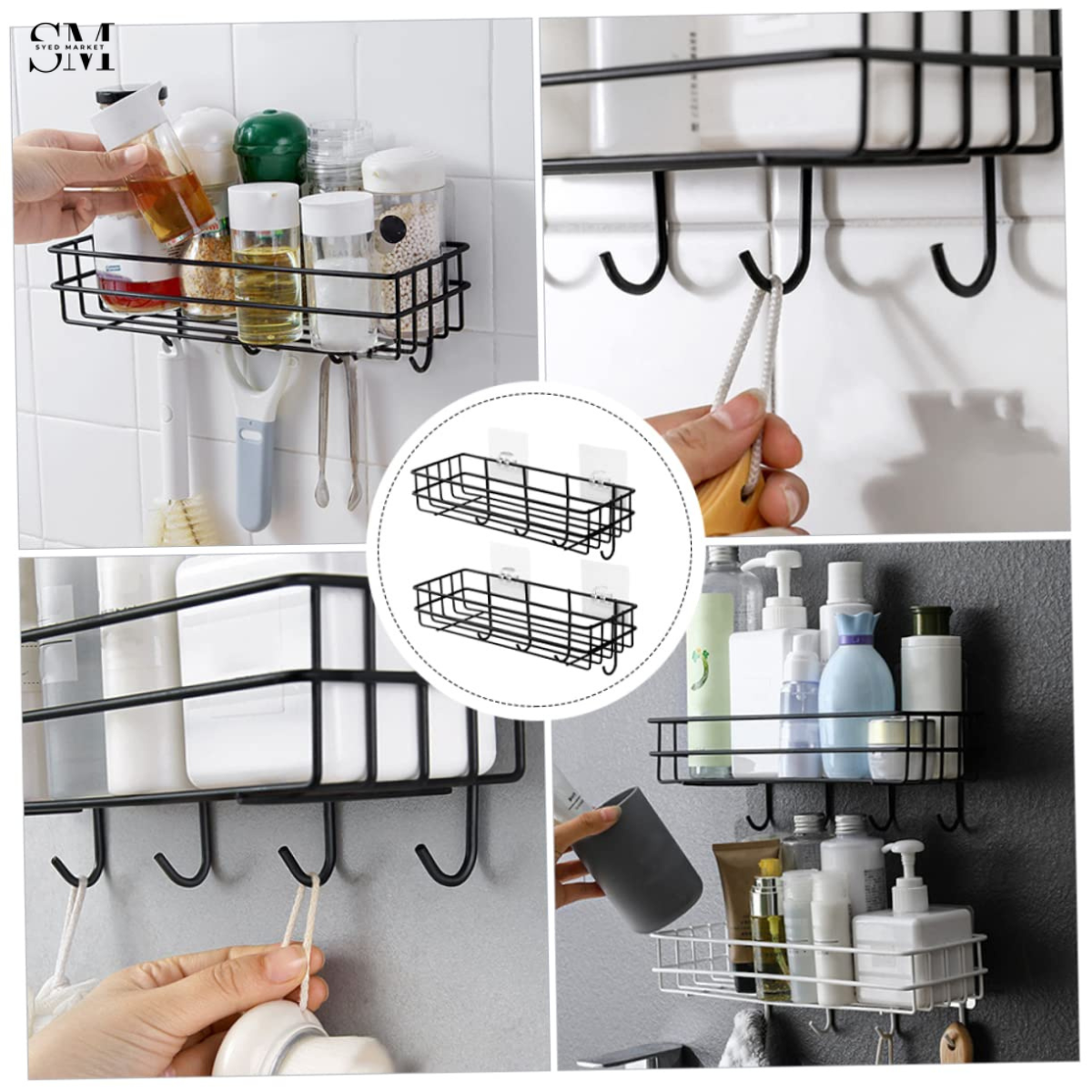 SHELF – WALL MOUNTED WITH ADHESIVE HOOKS