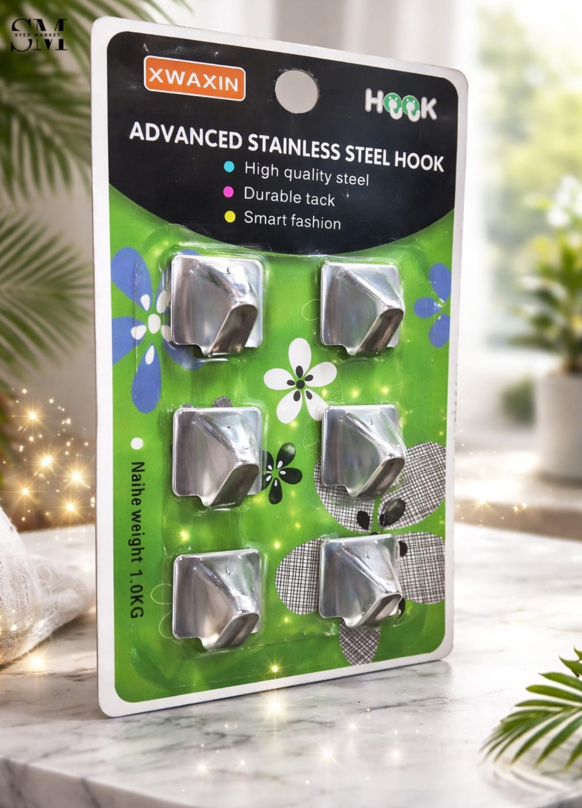 PREMIUM STAINLESS STEEL ADHESIVE HOOKS – STRONG & DURABLE WALL HOOKS
