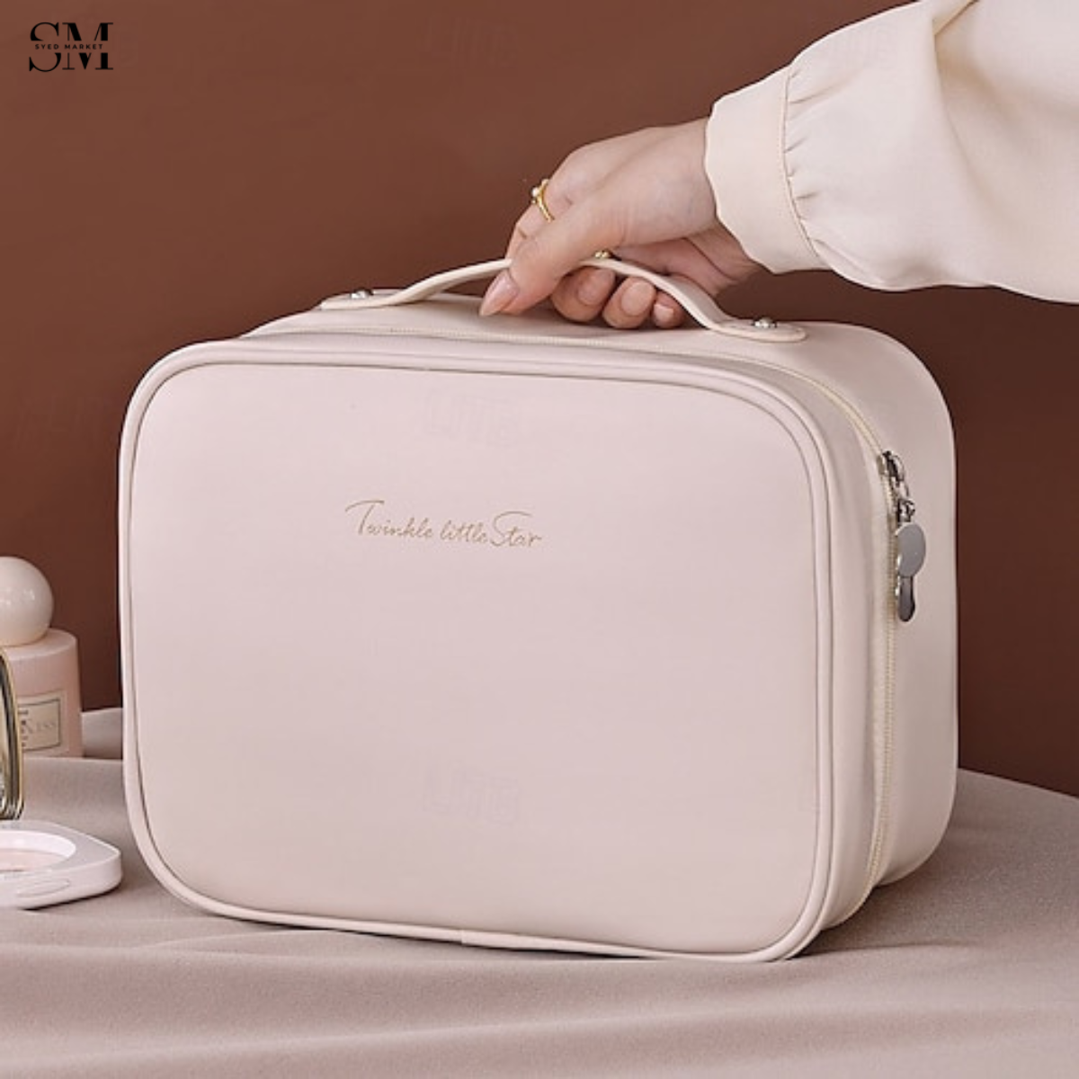 Luxury Travel Makeup Organizer Case – Premium Cosmetic Storage Bag for Skincare & Beauty Essentials