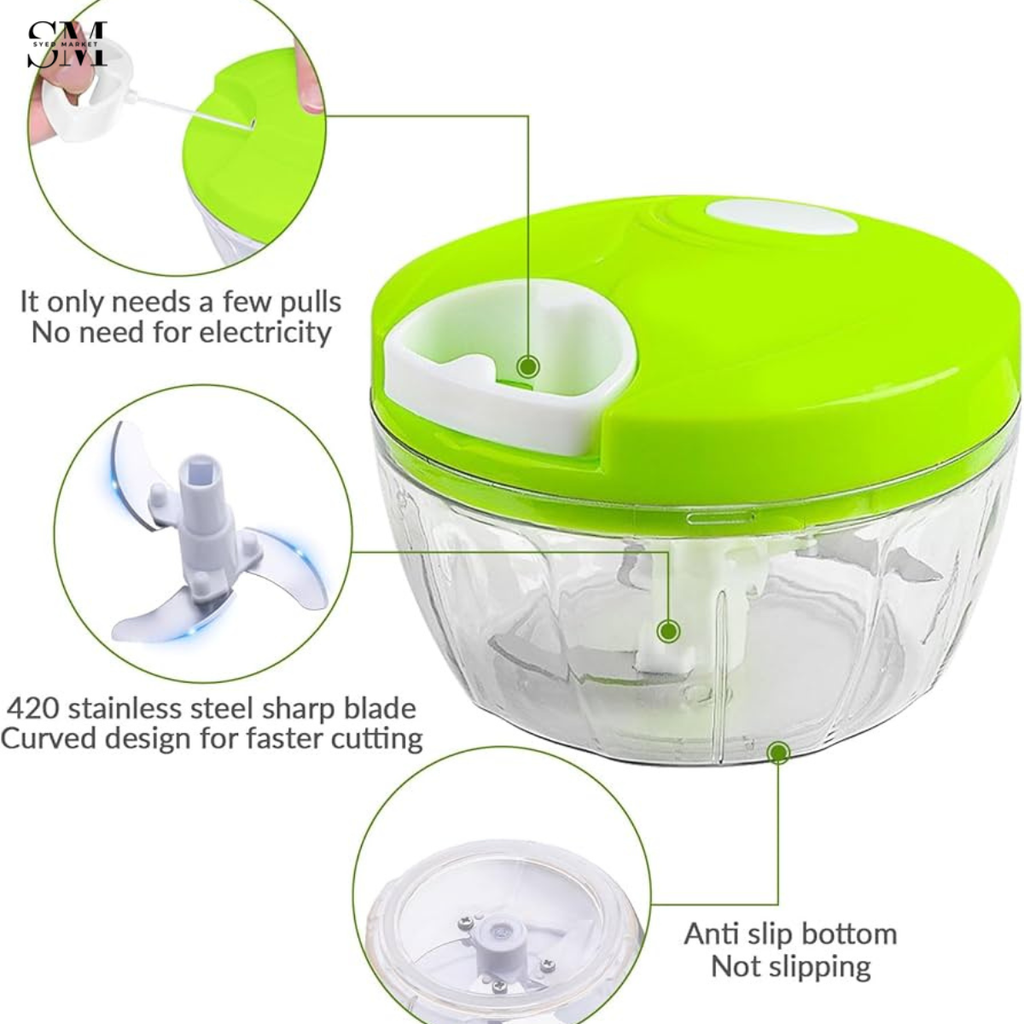 MANUAL PULL-STRING VEGETABLE CHOPPER – MULTI-FUNCTIONAL HAND FOOD PROCESSOR