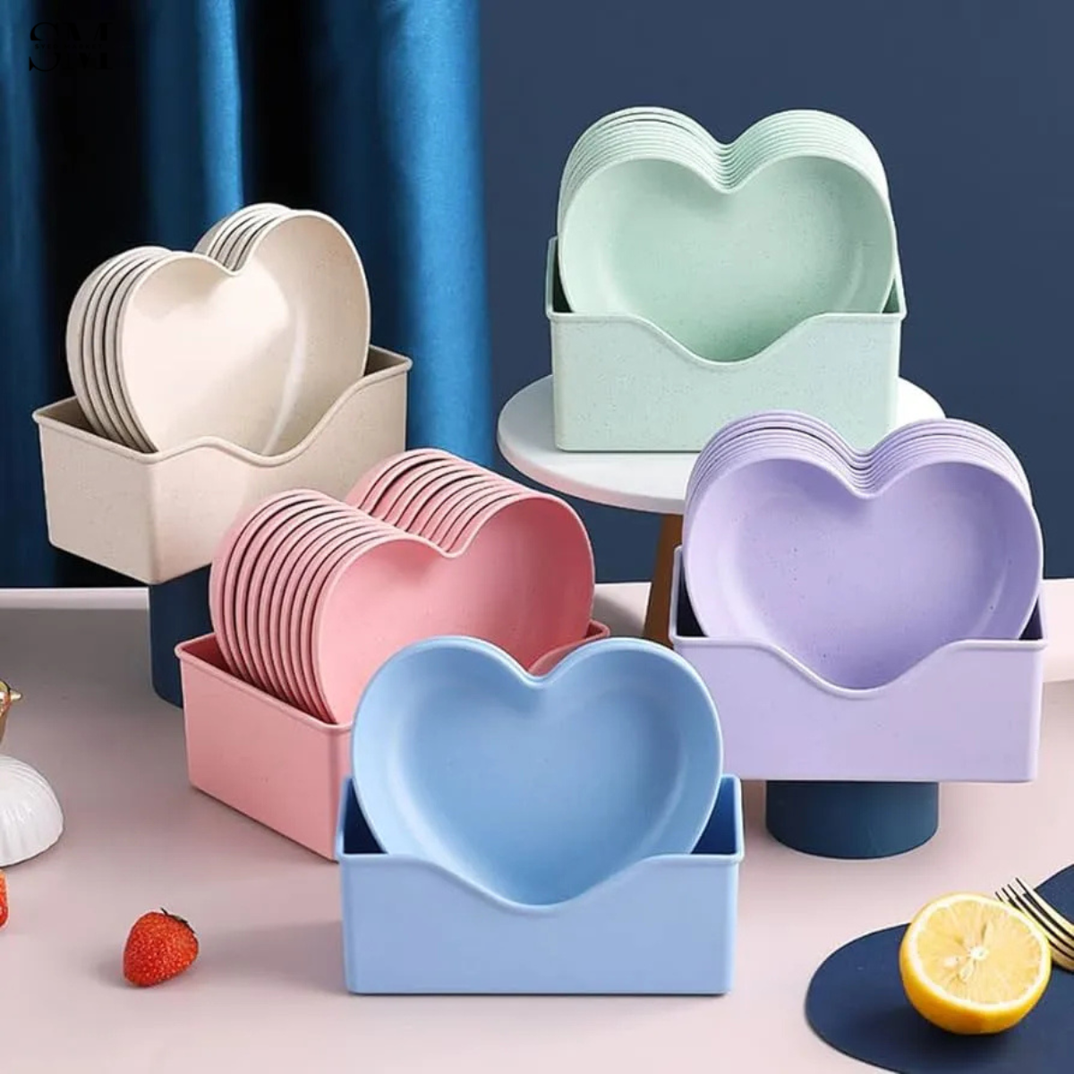 HEART SHAPE 10 PCS PLATES SET