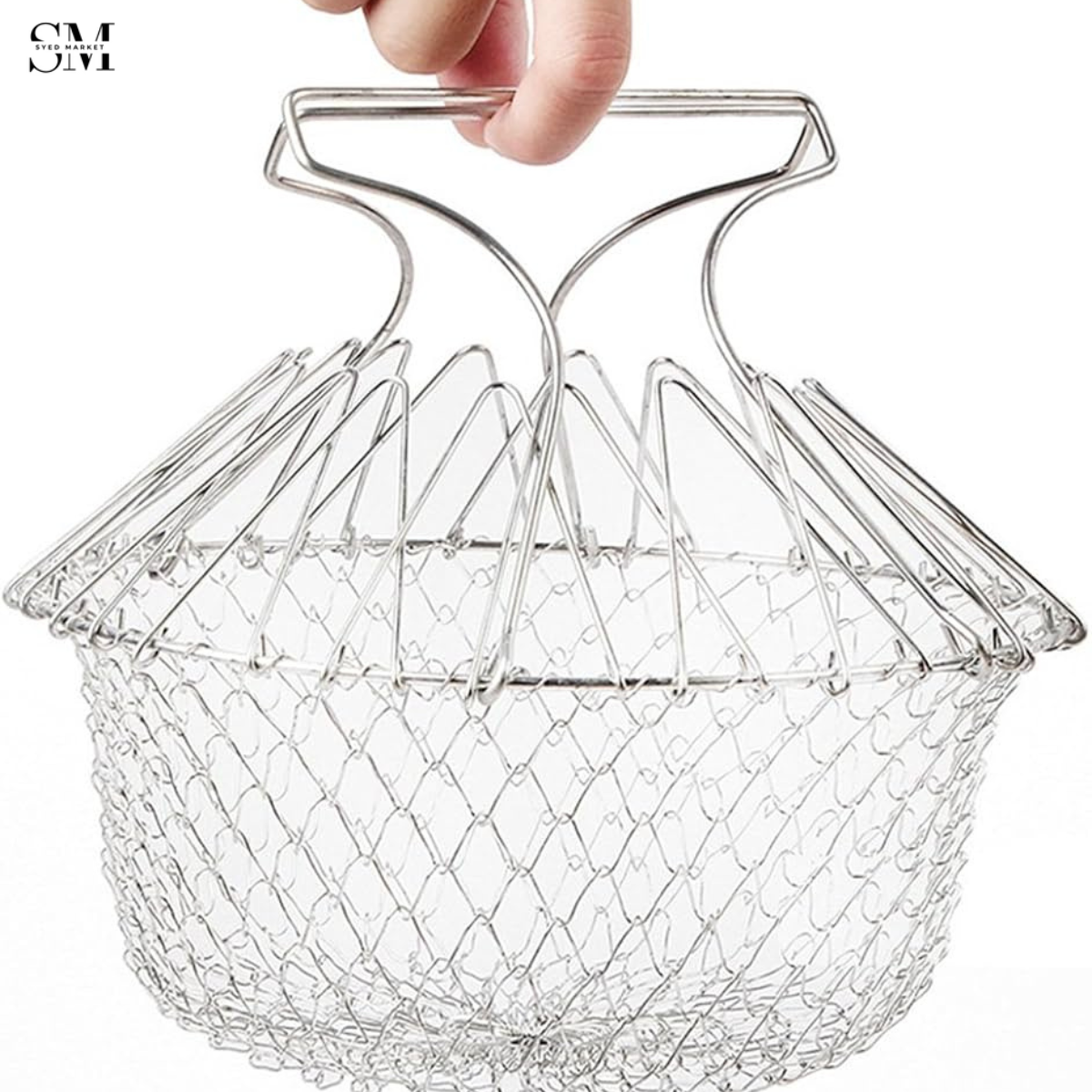 STAINLESS STEEL FOLDABLE FRYING BASKET & STEAMER RACK