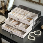 LUXURY JEWELRY ORGANIZER BOX WITH DRAWERS – ELEGANT RING & NECKLACE STORAGE CASE