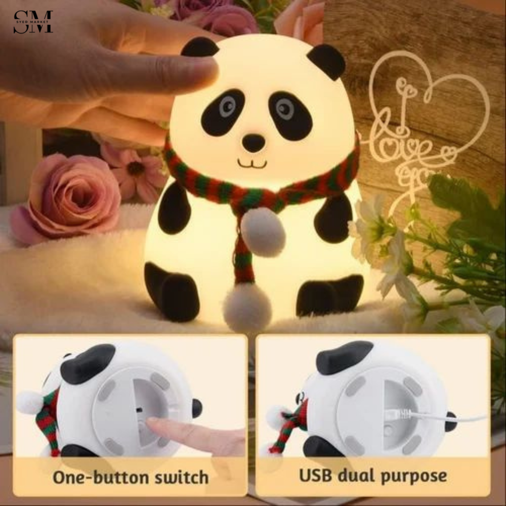 CUTE SILICONE LED NIGHT LIGHT USB RECHARGEABLE TOUCH CONTROL - MUFLER PANDA