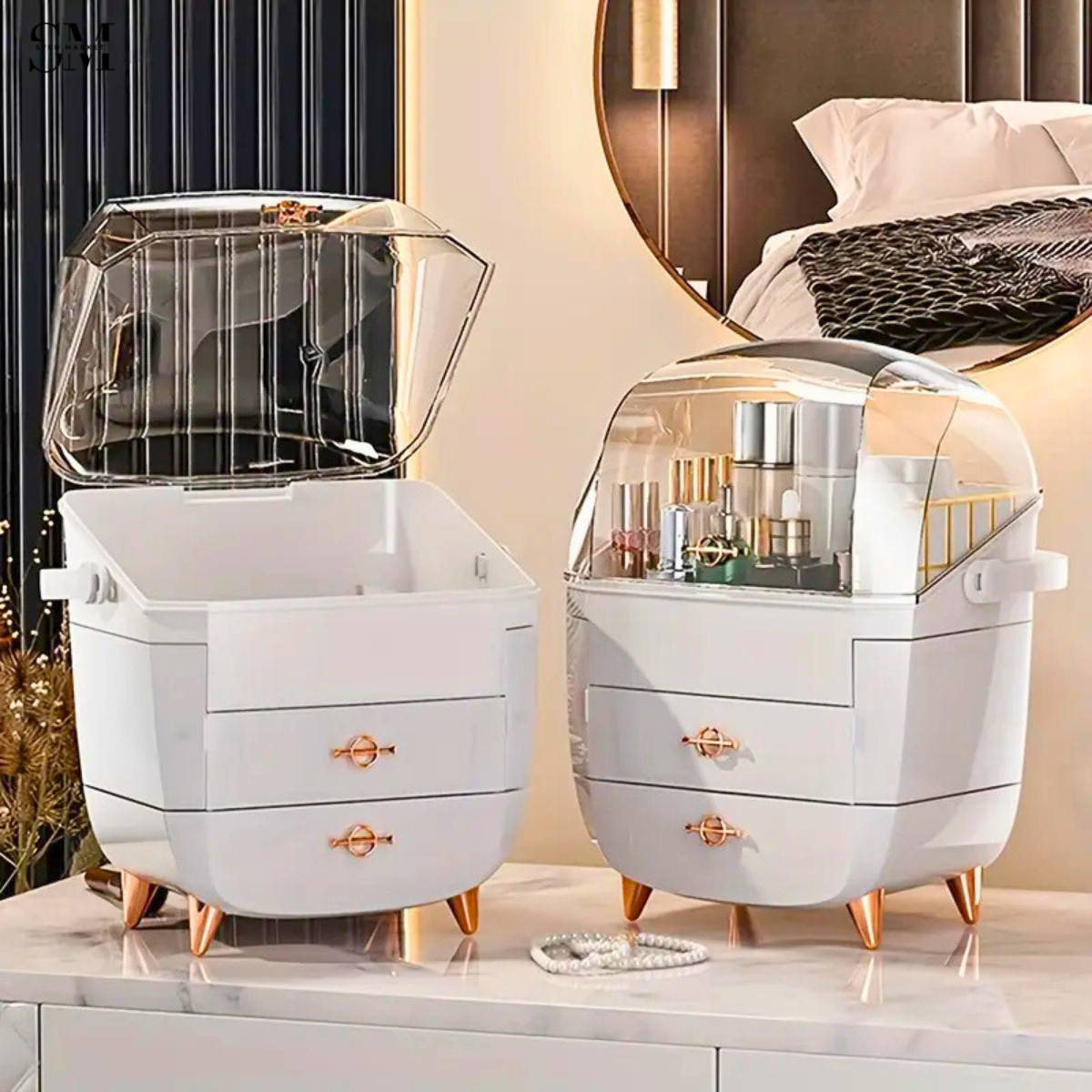 Luxury Dustproof Cosmetic Organizer Box with Drawers – Premium Vanity Makeup Storage
