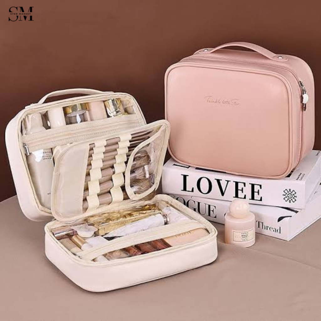 Luxury Travel Makeup Organizer Case – Premium Cosmetic Storage Bag for Skincare & Beauty Essentials