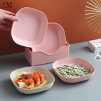 Colorful Kids Snack Plates Set – BPA-Free Plastic Food Serving Bowls with Organizer Stand