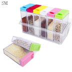 6 PIECES SPICE RACK SET – MODERN KITCHEN MASALA ORGANIZER WITH JARS