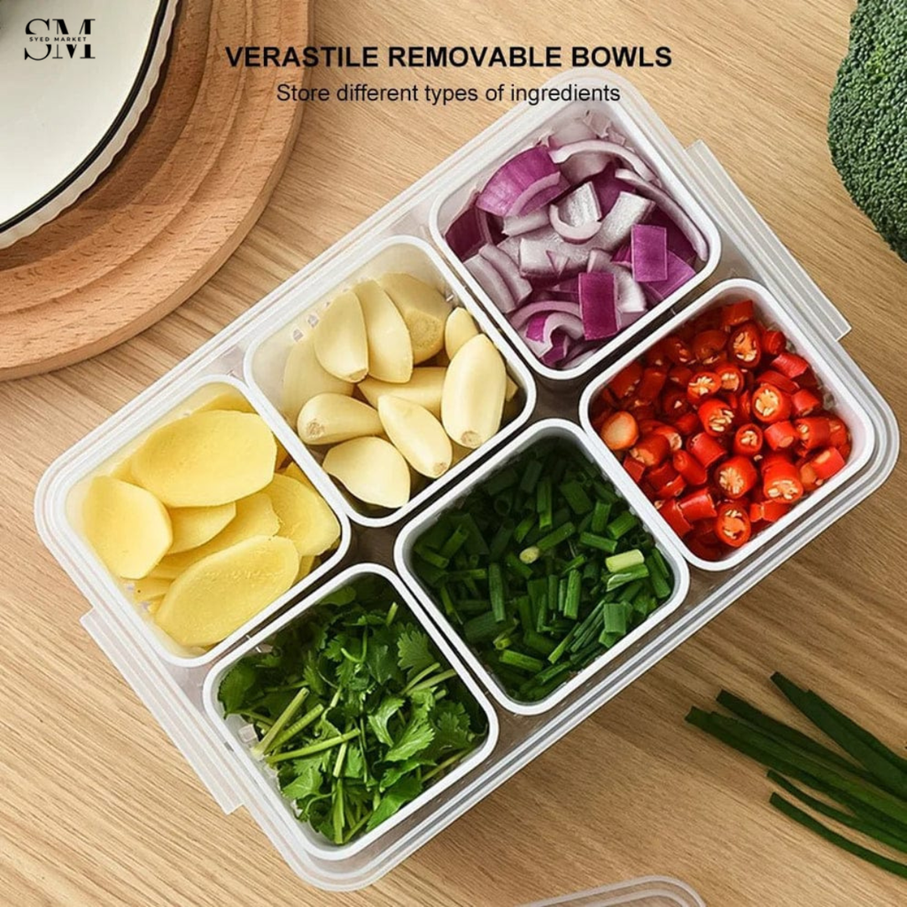 6X PORTIONS REFRIGERATOR STORAGE BOX