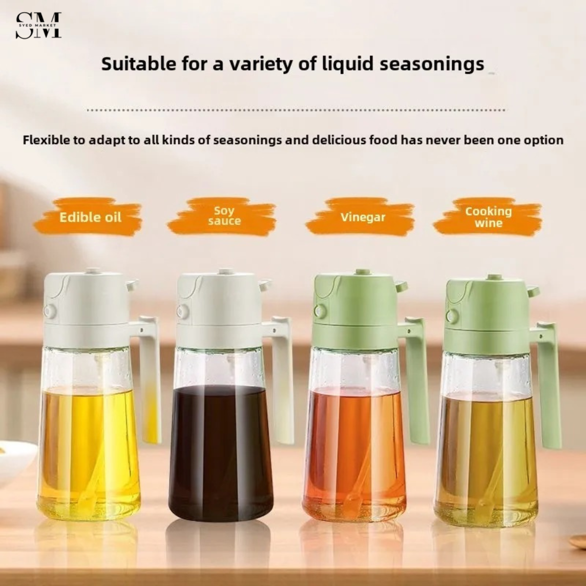 2-IN-1 SPRAY & POUR GLASS OIL BOTTLE – AUTOMATIC OPEN LID