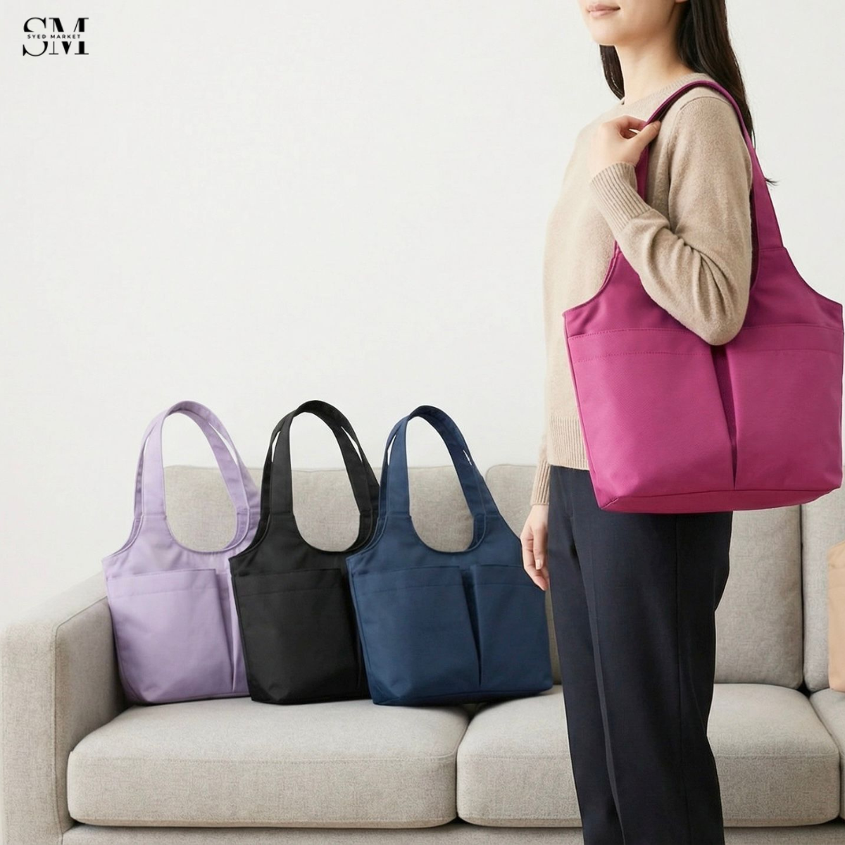 DEEP POCKET MAGNETIC WATERPROOF TOTE LADIES BAG