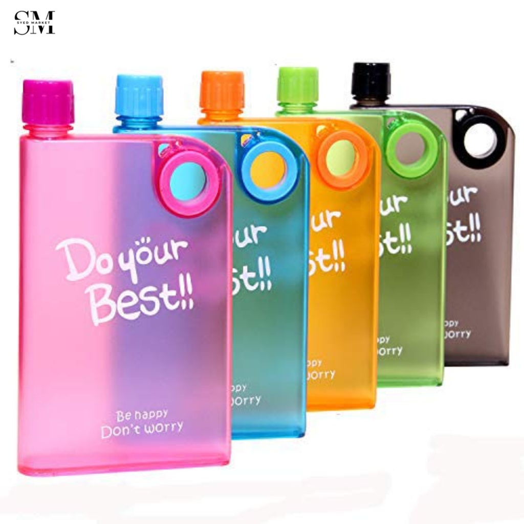 NOTEBOOK SHAPE WATER BOTTLE – SLIM PORTABLE LEAKPROOF FLAT DESIGN