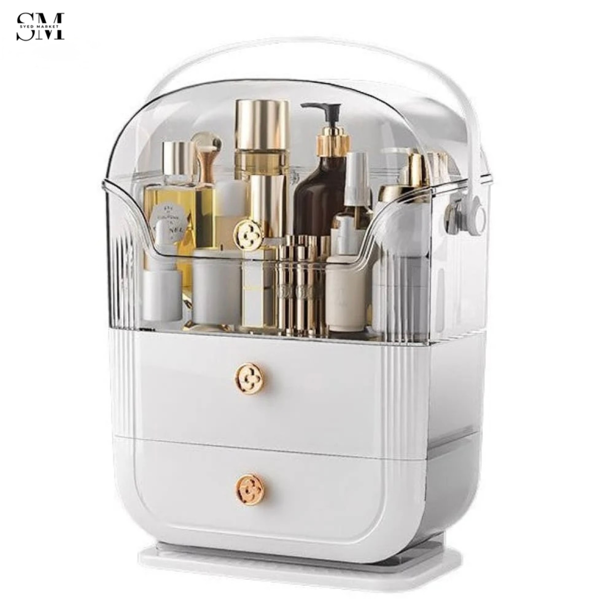 LARGE-CAPACITY MAKEUP STORAGE BOX MULTIFUNCTIONAL VANITY ORGANIZER FOR SKINCARE & JEWELRY
