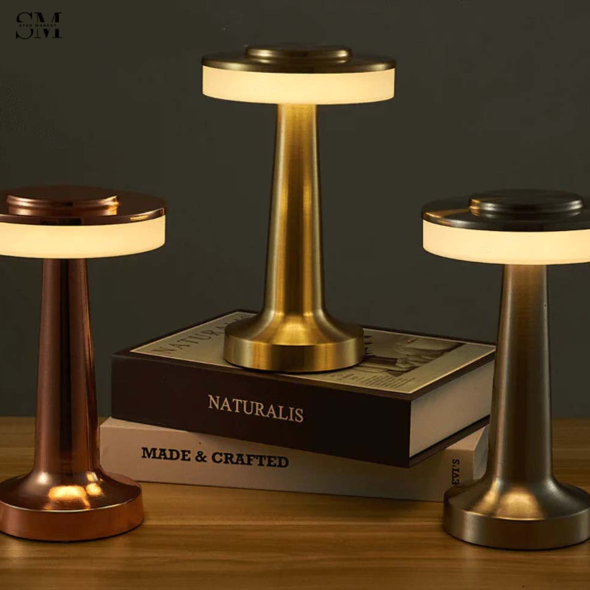 LED Touch Lamp – Rose Gold Metal