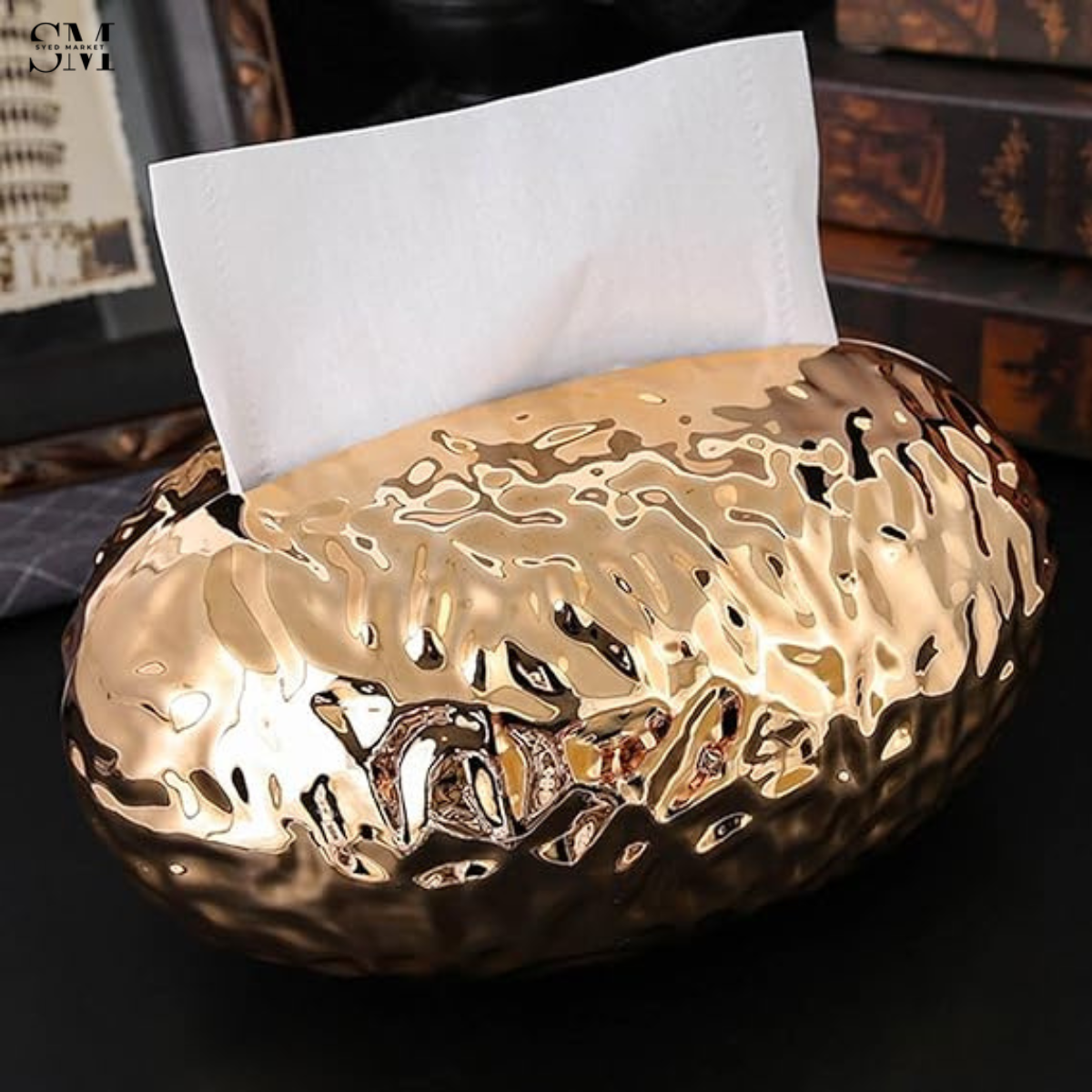 LUXURY GOLDEN PLASTIC TISSUE BOX