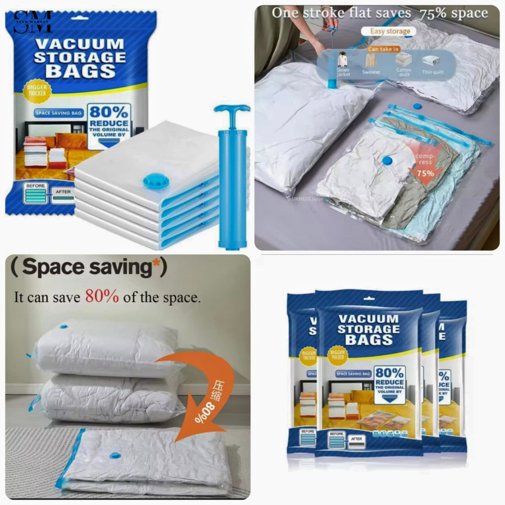 SPACE SAVER VACUUM STORAGE BAGS WITH A PUMP