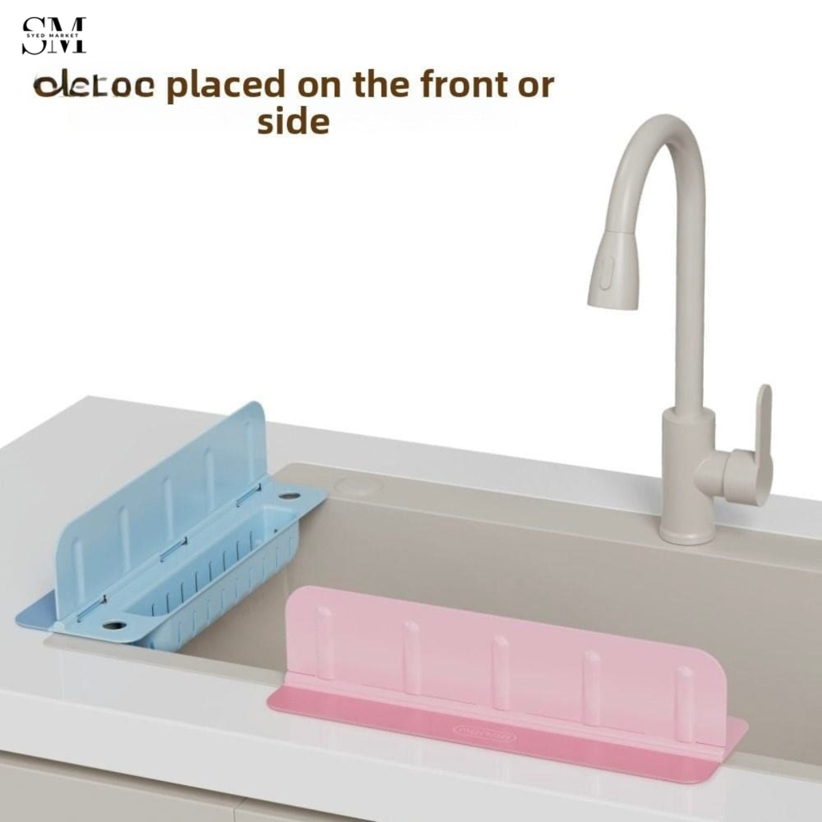 REUSABLE KITCHEN SINK WATER DEFLECTOR PLATE WITH SUCTION CUP – SPLASH-PROOF SOAP & SPONGE RACK