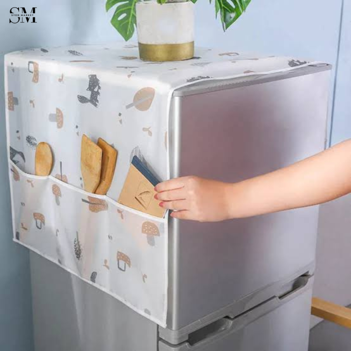 PREMIUM WATERPROOF FRIDGE COVER – DUSTPROOF REFRIGERATOR TOP PROTECTOR WITH STORAGE POCKETS
