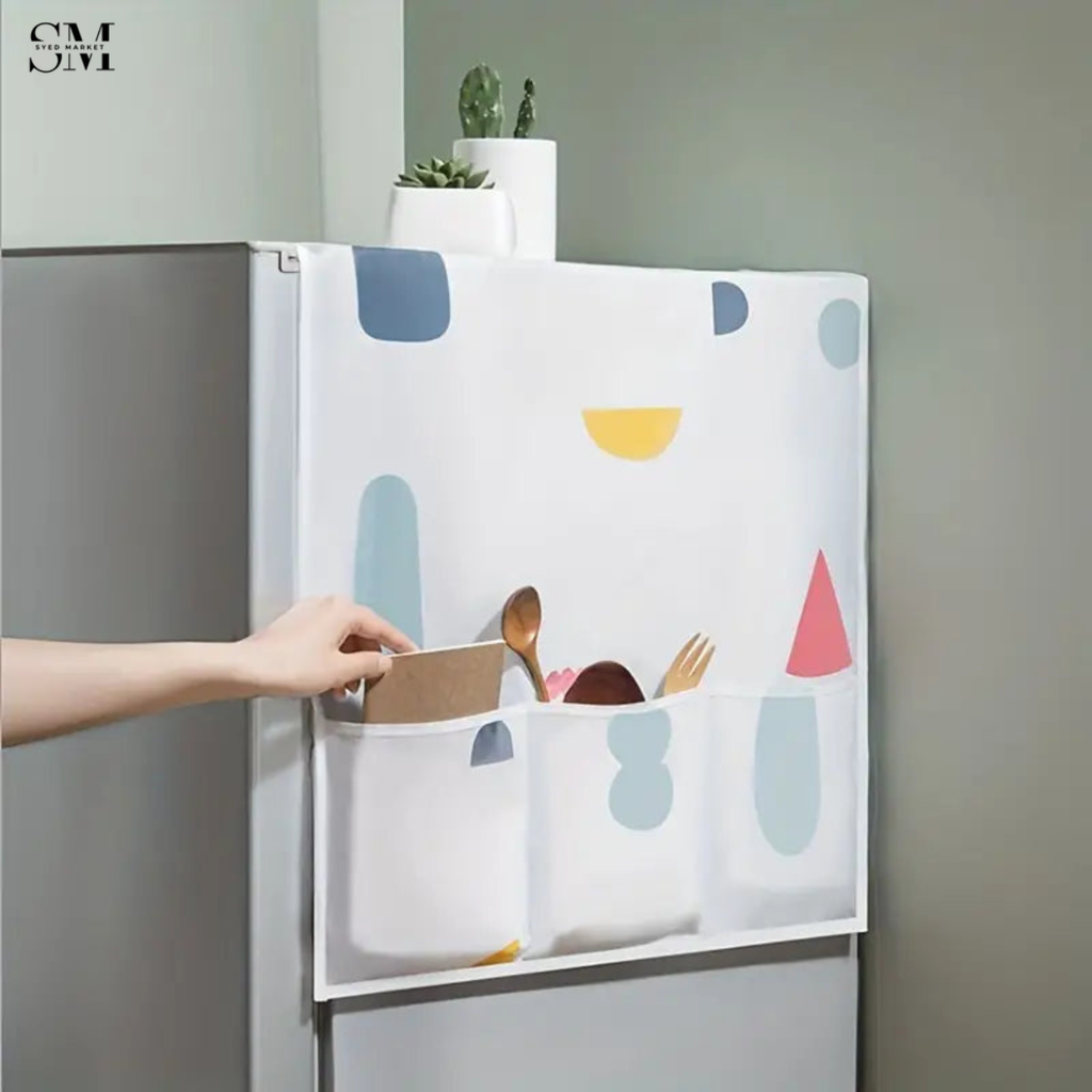 PREMIUM WATERPROOF FRIDGE COVER – DUSTPROOF REFRIGERATOR TOP PROTECTOR WITH STORAGE POCKETS