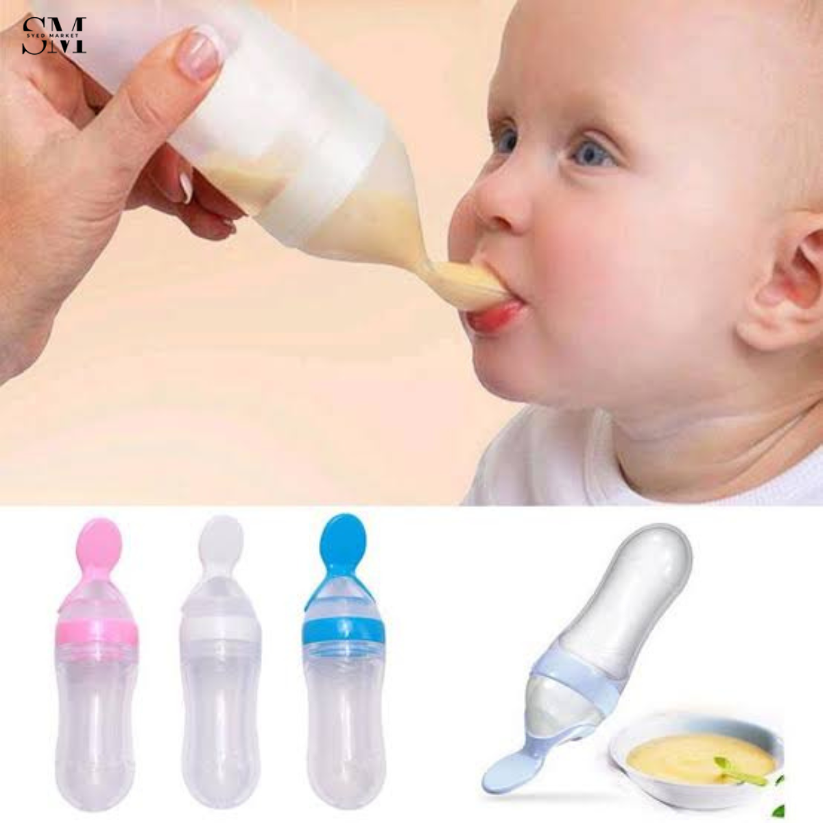 BABY SPOON FEEDER BOTTLE – SOFT SILICONE FOOD DISPENSER FOR EASY FEEDI
