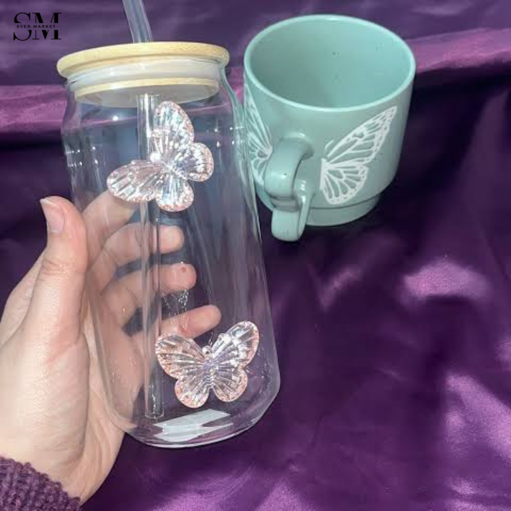 LUXURY GLASS JAR WITH BUTTERFLY DESIGN – ELEGANT PREMIUM AESTHETIC