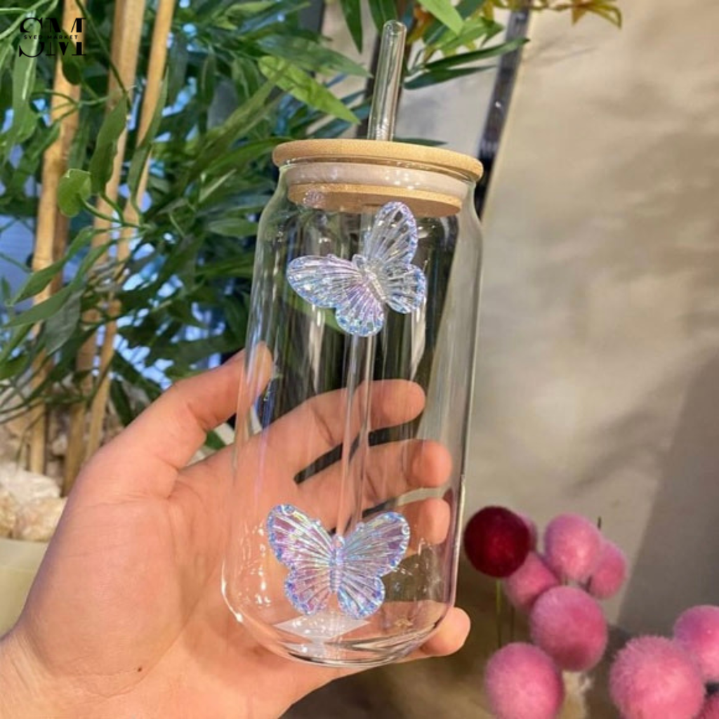LUXURY GLASS JAR WITH BUTTERFLY DESIGN – ELEGANT PREMIUM AESTHETIC