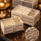 LUXURY JEWELRY ORGANIZER BOX WITH DRAWERS – ELEGANT RING & NECKLACE STORAGE CASE