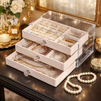 LUXURY JEWELRY ORGANIZER BOX WITH DRAWERS – ELEGANT RING & NECKLACE STORAGE CASE
