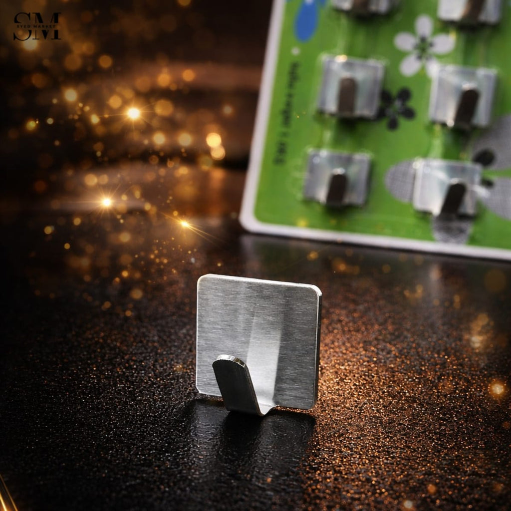 PREMIUM STAINLESS STEEL ADHESIVE HOOKS – STRONG & DURABLE WALL HOOKS