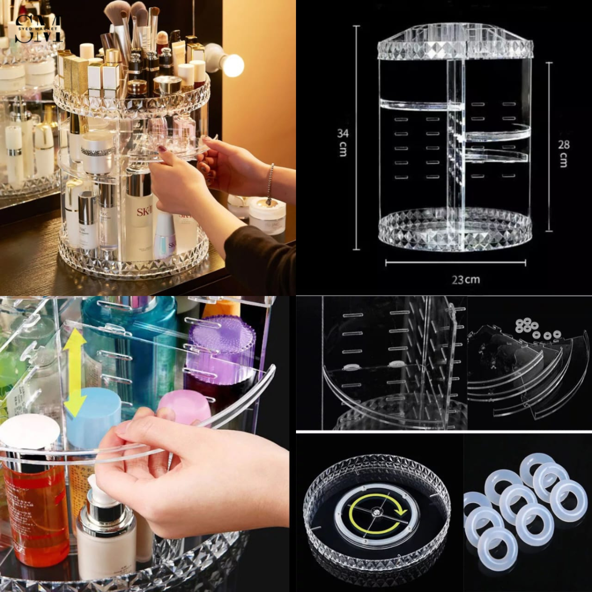 360° ROTATING MAKEUP ORGANIZER – PREMIUM COSMETIC STORAGE RACK