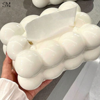 PVC BUBBLE DESIGN TISSUE BOX HOLDER – LUXURY VILLA TABLETOP DECOR - WHITE