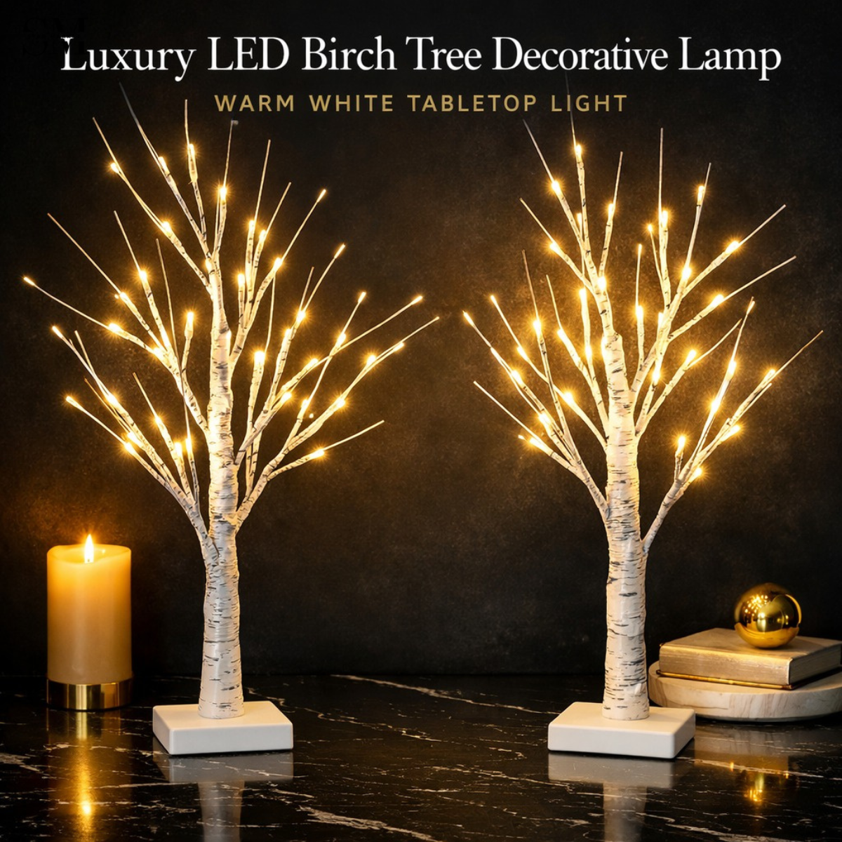 LUXURY LED BIRCH TREE DECORATIVE LAMP – WARM WHITE TABLETOP NIGHT LIGHT FOR HOME DECOR