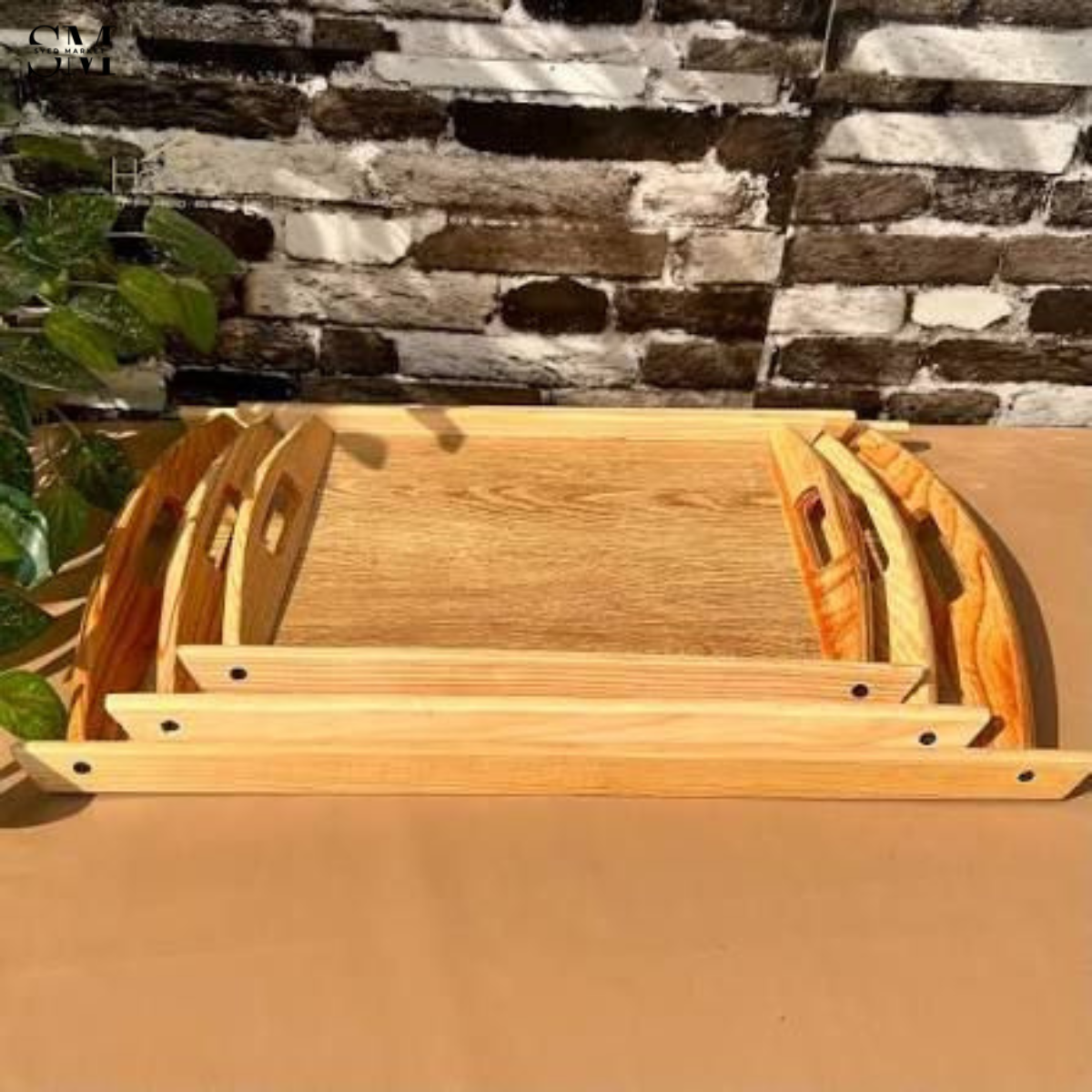 PREMIUM BAMBOO SERVING TRAY SET WITH HANDLES – FOLDABLE WOODEN BREAKFAST & TEA TRAY FOR HOME & KITCHEN