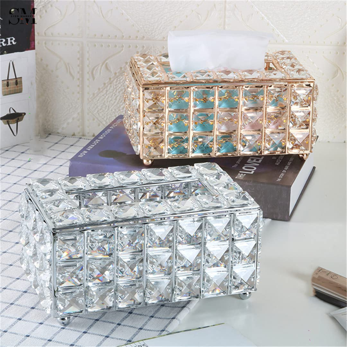 LUXURY CRYSTAL TISSUE BOX HOLDER – ELEGANT HOME DECOR