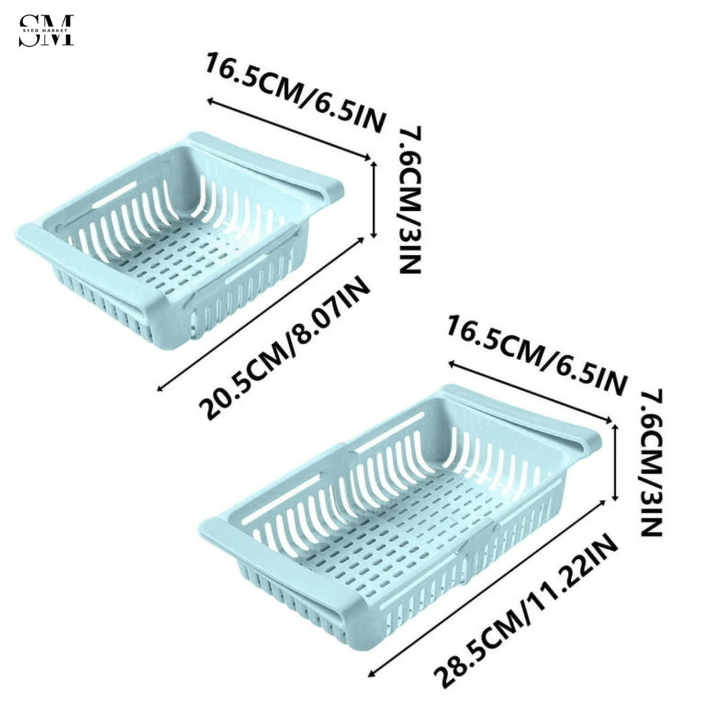 ADJUSTABLE FRIDGE STORAGE BASKET