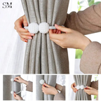 PACK OF 2 MAGNETIC PEARL CURTAIN TIEBACKS – ELEGANT ROPE CURTAIN HOLDBACKS