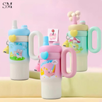 CUTE KAWAII INSULATED TUMBLER SIPPER 800ML WITH HANDLE & STRAW LEAKPROOF & STAINLESS STEEL
