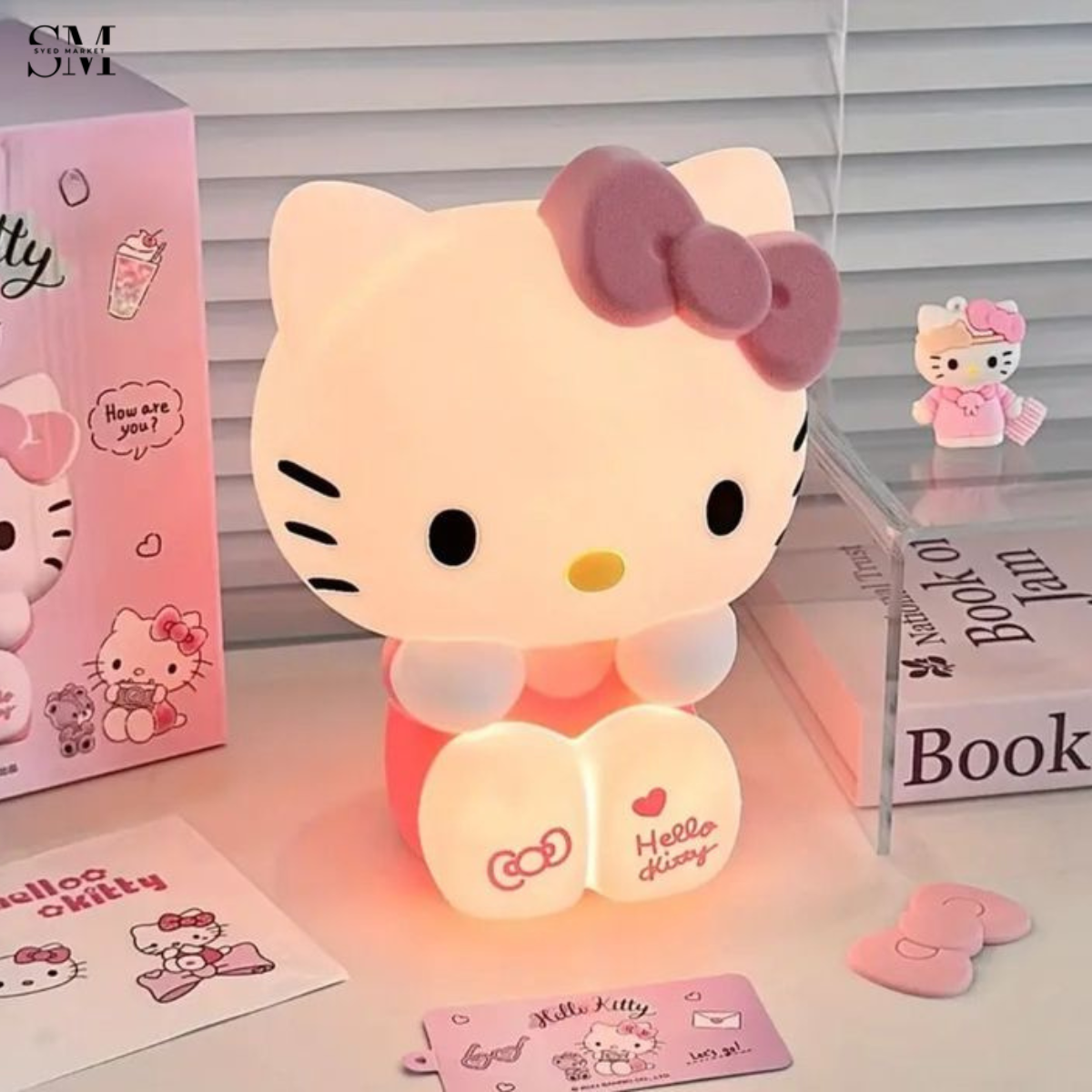 CUTE SILICONE LED NIGHT LIGHT USB RECHARGEABLE TOUCH CONTROL - HELLO KITTY