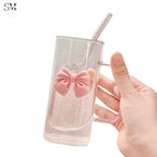 GLASSIUM BOW TUMBLER MUG WITH STRAW - 400ML